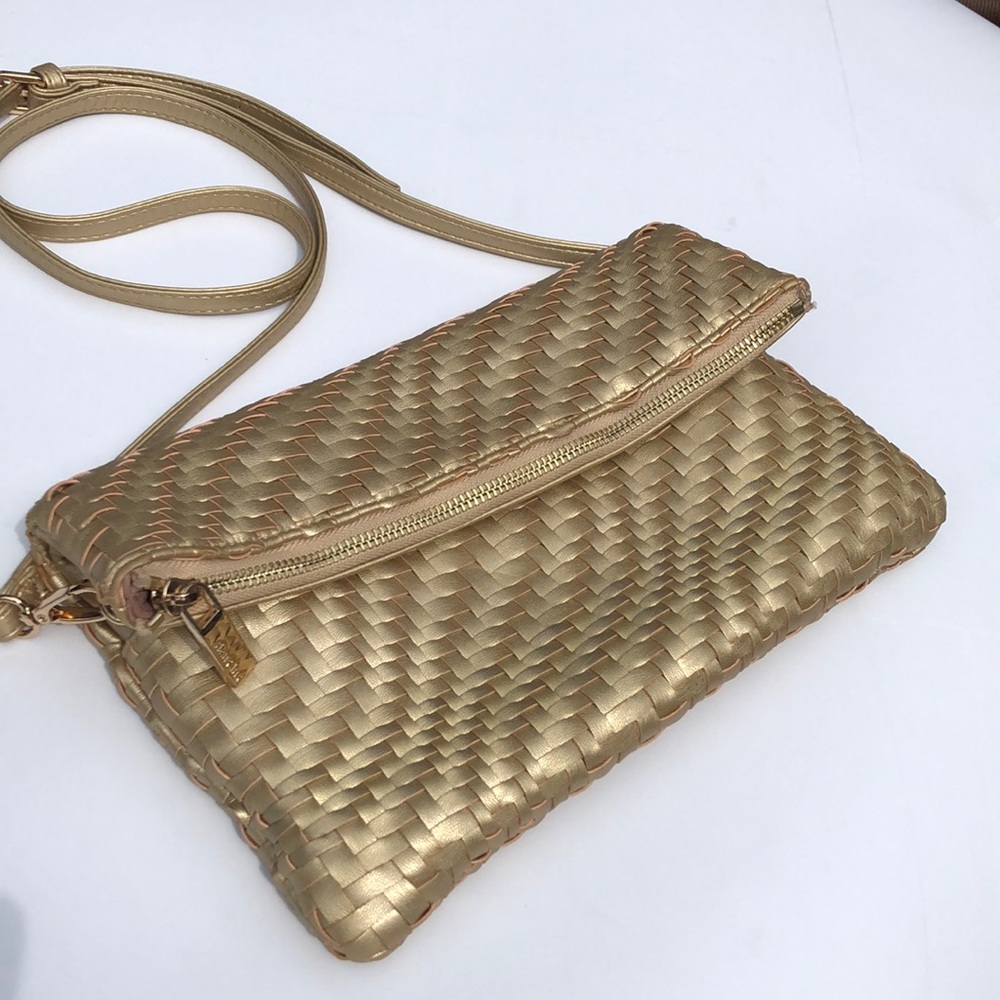 leather clutch w/ shoulder strap